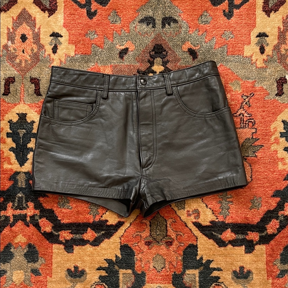 North Bound Leather Women's Black Leather Hot Pants Shorts size S
